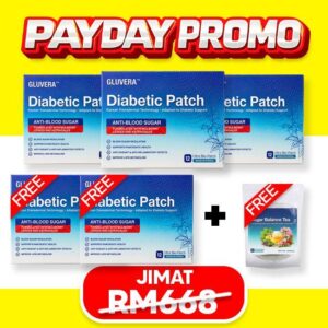 PAYDAY PAKEJ SEMBUH ( 3 KOTAK GLUVERA DIABETIC PATCH + FREE 2 KOTAK + 1 GLUVERA TEA )